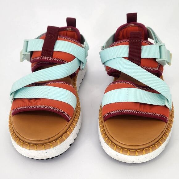 Chloé Lilli Multi-Strap Platform Sandals Orange/Teal EU 38 (US 7.5–8) - Picture 6 of 17